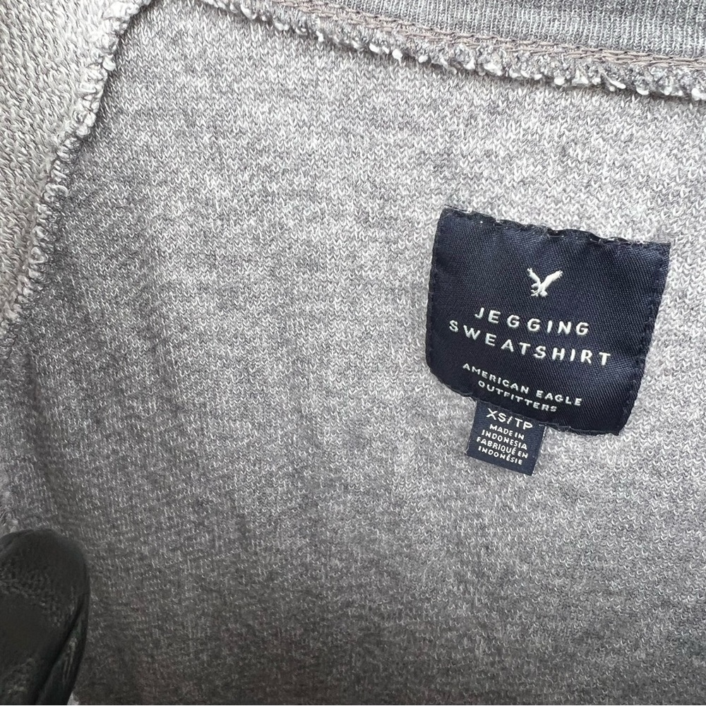 American Eagle Gray Inside Out Terry Cloth Pull Over Sweatshirt - Picture 4 of 6